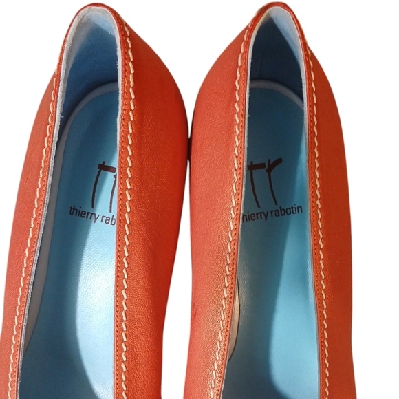 Thierry Rabotin Leather Pumps Orange/Red Heels size 7 - Picture 5 of 12